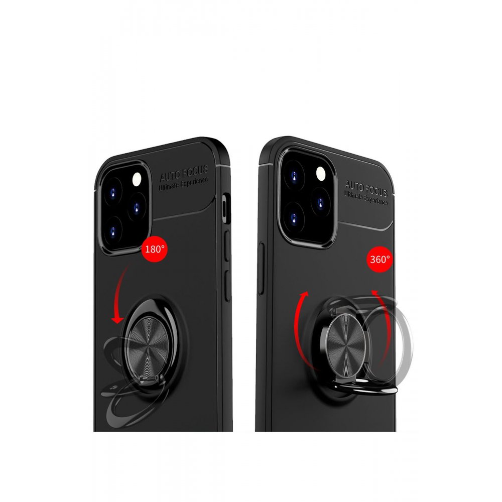 iPhone 12 Kılıf Range Yüzüklü Silikon - Siyah-Mavi iPhone 12 Kılıf Range Yüzüklü Silikon - Siyah-Mavi