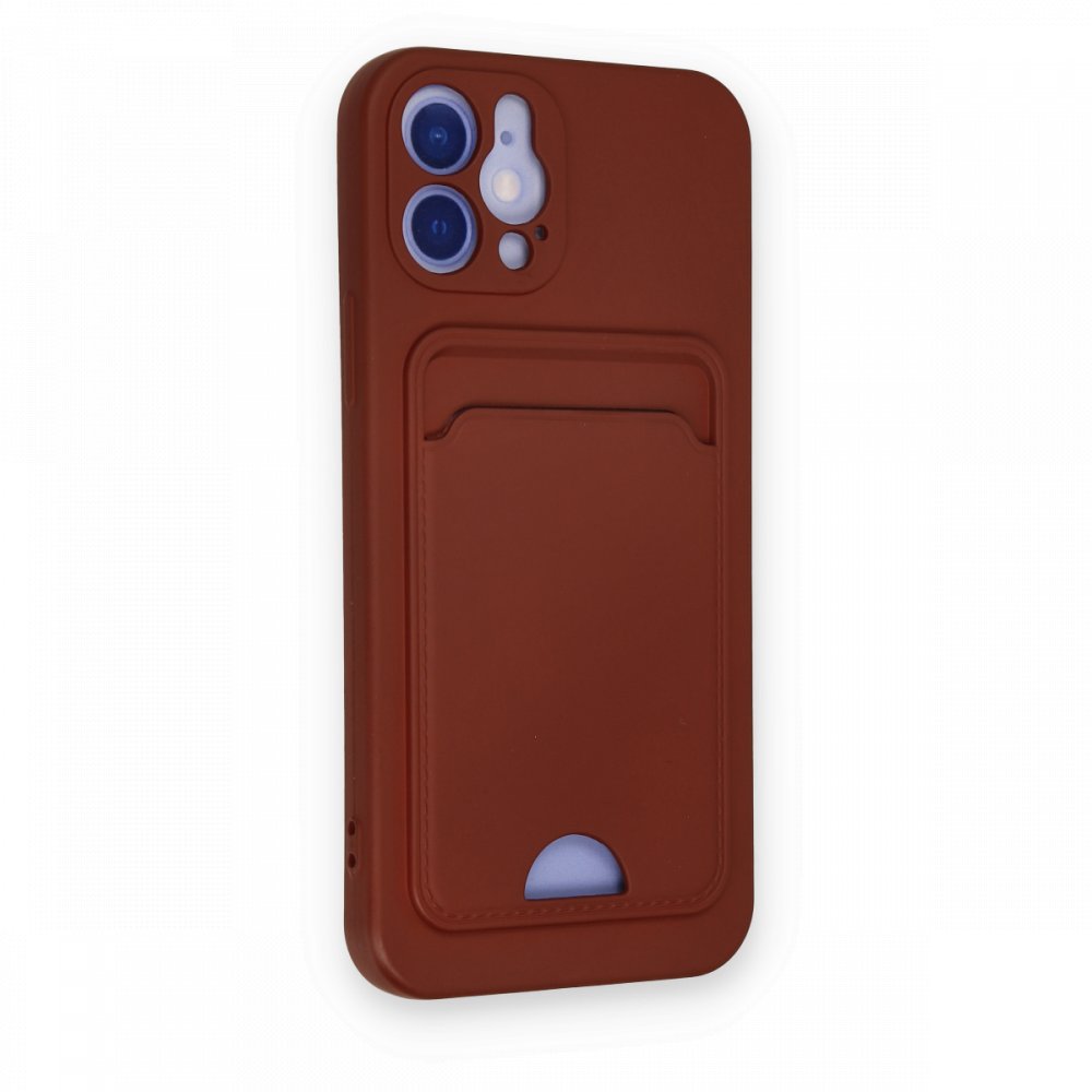  iPhone 12 Kılıf Kelvin Kartvizitli Silikon - Bordo