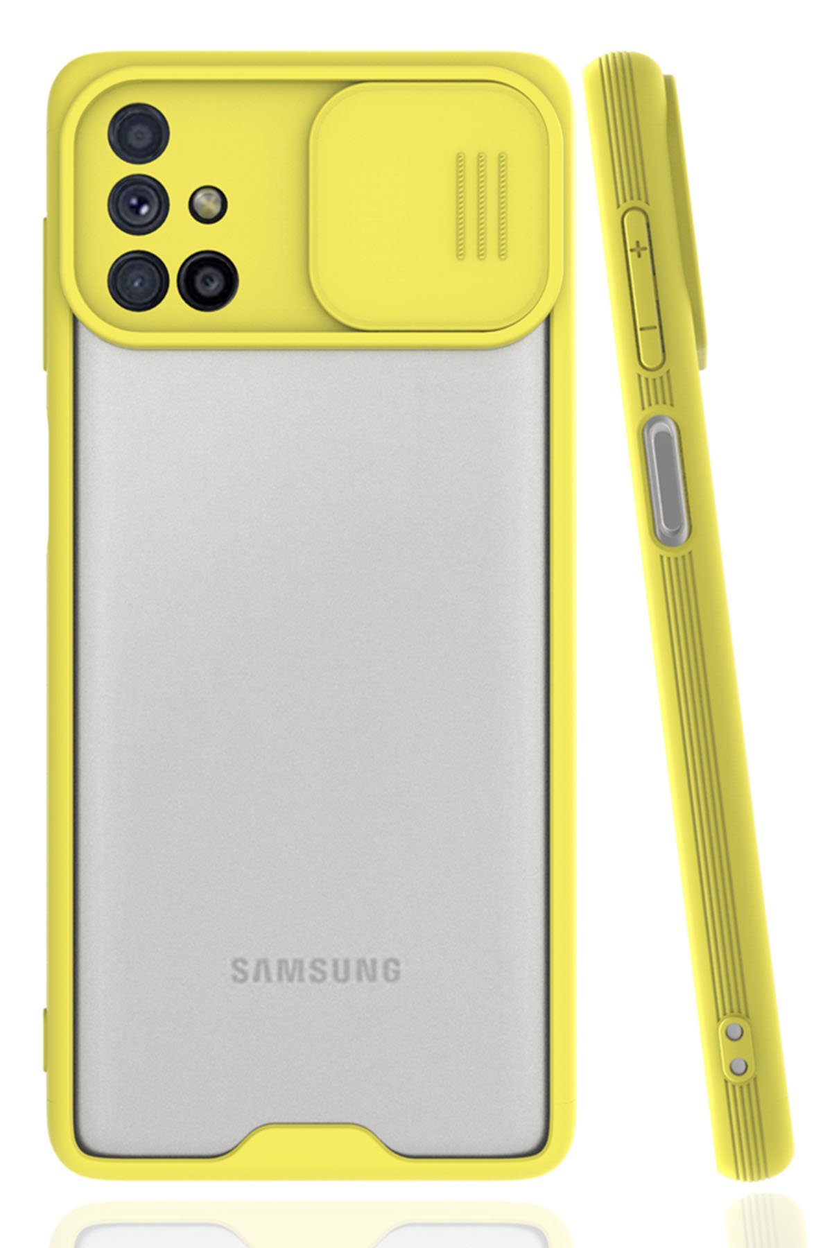  Samsung Galaxy M31S Kılıf Platin Kamera Koruma Silikon - Sarı