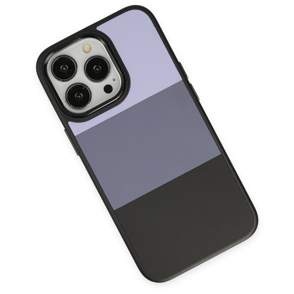 iPhone 14 Pro Max Kılıf King Kapak - Lila-Siyah  iPhone 14 Pro Max Kılıf King Kapak - Lila-Siyah