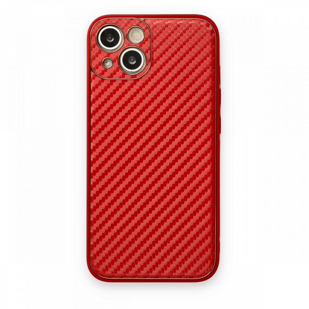 iPhone 13 Kılıf Coco Karbon Silikon - Kırmızı  iPhone 13 Kılıf Coco Karbon Silikon - Kırmızı