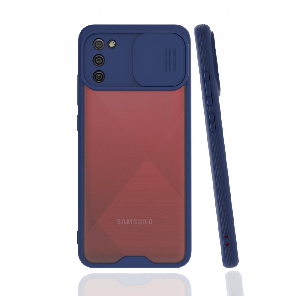 Samsung Galaxy A02S Kılıf Platin Kamera Koruma Silikon - Lacivert