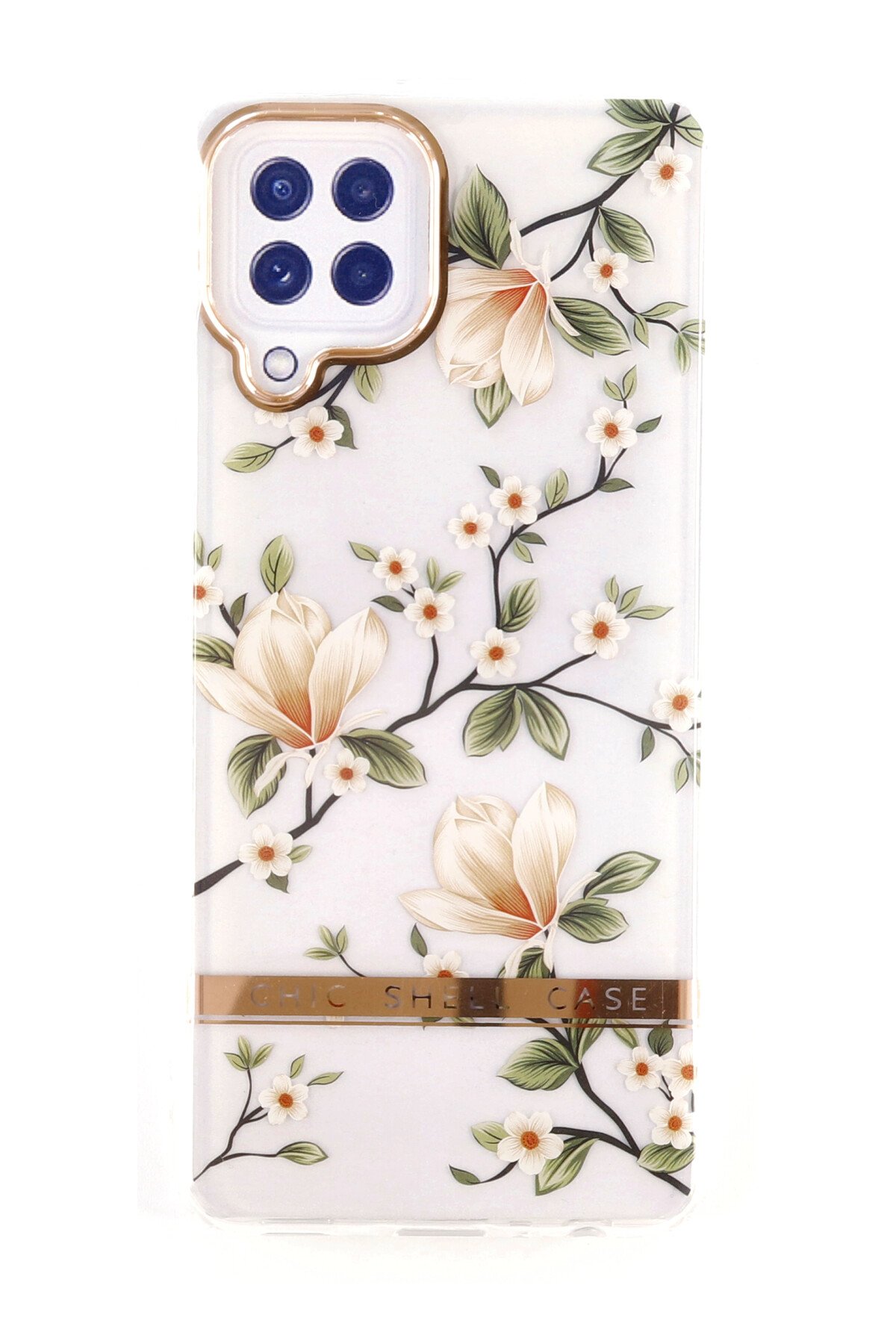 Samsung Galaxy M22 Kılıf Çiçekli Silikon - Gümüş Samsung Galaxy M22 Kılıf Çiçekli Silikon - Gümüş