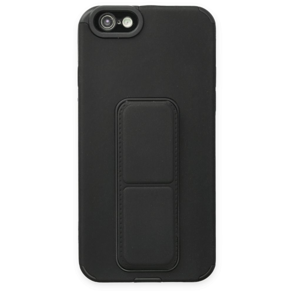  iPhone 6 Kılıf Mega Standlı Silikon - Siyah