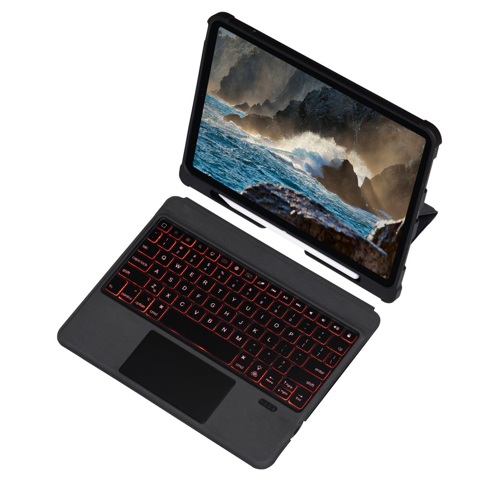  iPad Pro 11 (2020) Kılıf İnter Ledli Klavyeli Tablet Kılıfı - Siyah