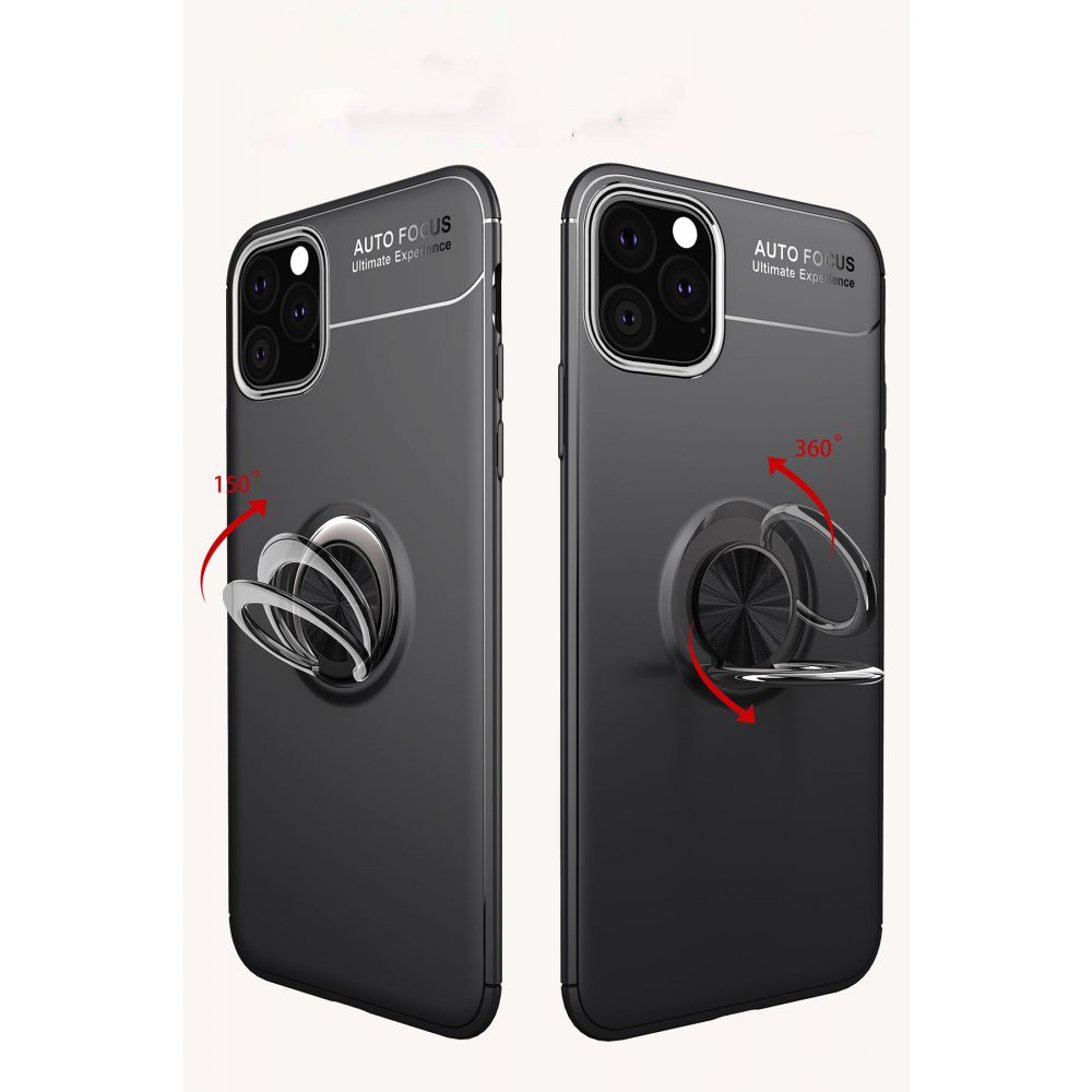  iPhone 11 Pro Kılıf Range Yüzüklü Silikon - Siyah-Kırmızı