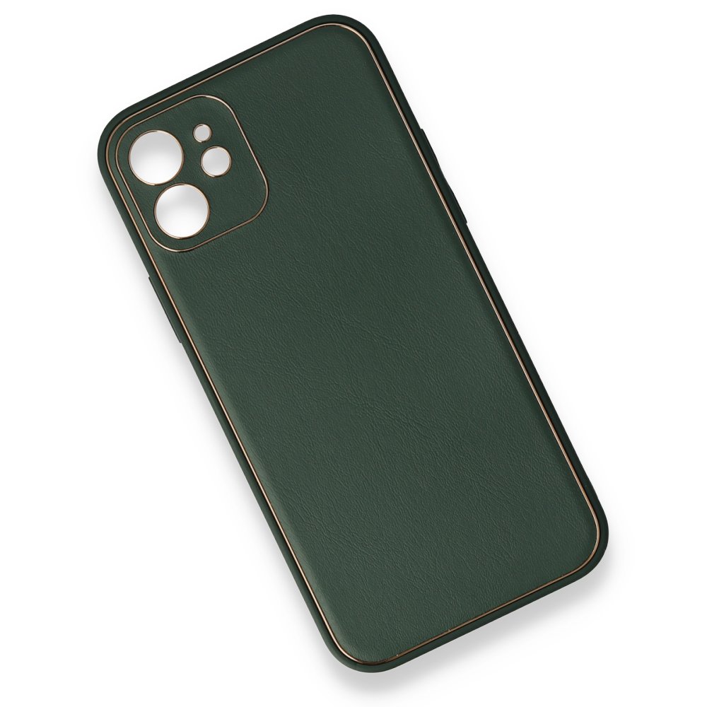  iPhone 12 Mini Kılıf Coco Deri Silikon Kapak - Yeşil