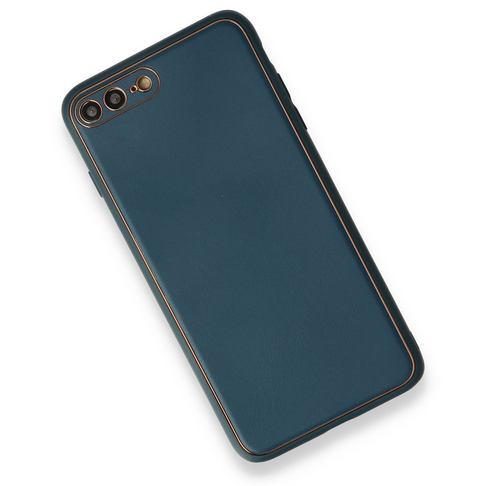 iPhone 8 Plus Kılıf Coco Deri Silikon Kapak - Mavi iPhone 8 Plus Kılıf Coco Deri Silikon Kapak - Mavi