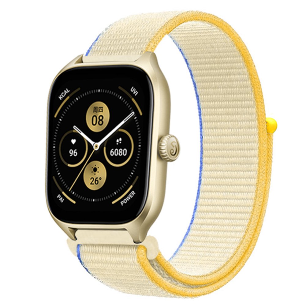  Watch 22mm Hasırlı Cırtcırtlı Kordon - Sarı-Beyaz