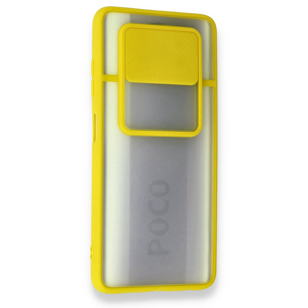  Xiaomi Pocophone X3 Kılıf Palm Buzlu Kamera Sürgülü Silikon - Sarı