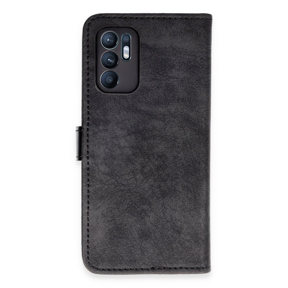 Oppo Reno 6 Kılıf Trend S Plus Kapaklı Kılıf - Siyah