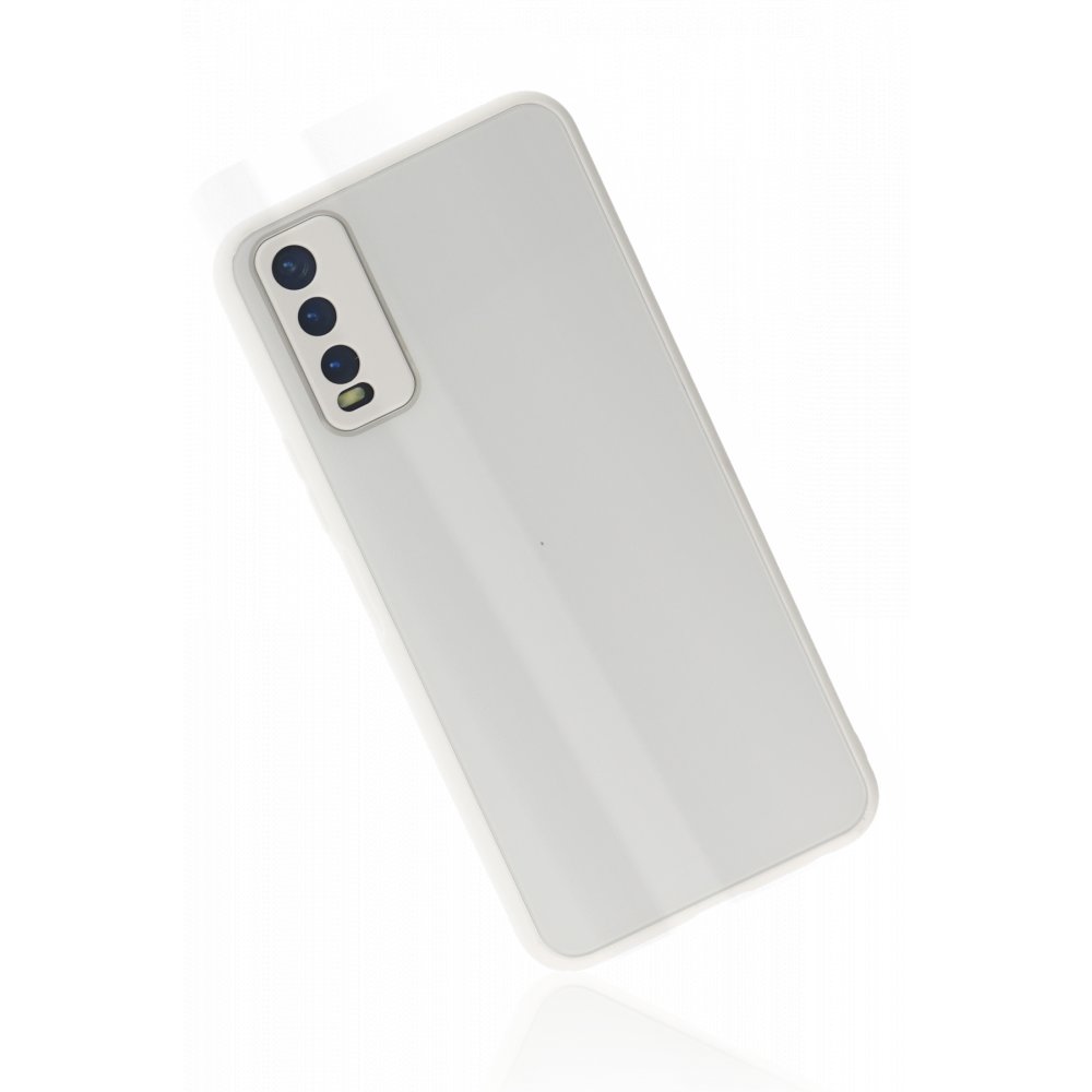  Vivo Y11S Kılıf Glass Kapak - Beyaz