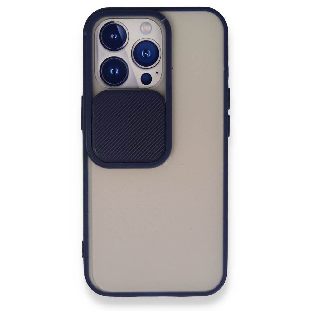  iPhone 13 Pro Kılıf Palm Buzlu Kamera Sürgülü Silikon - Lacivert