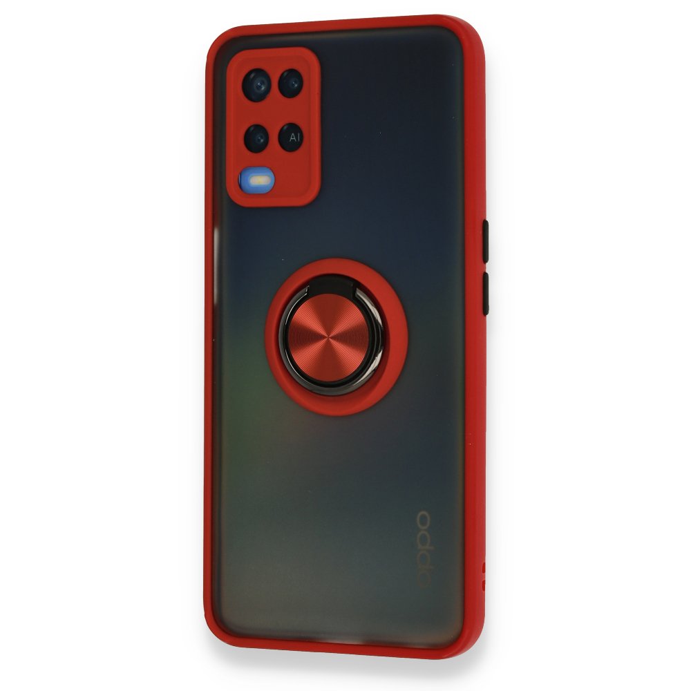 Oppo A54 4G Kılıf Montreal Yüzüklü Silikon Kapak - Kırmızı Oppo A54 4G Kılıf Montreal Yüzüklü Silikon Kapak - Kırmızı