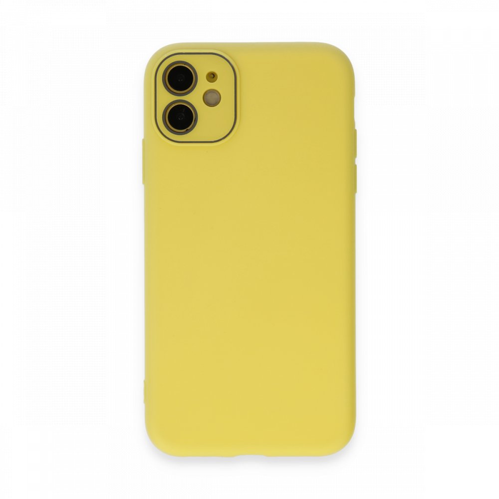  iPhone 12 Kılıf Lansman Glass Kapak - Sarı