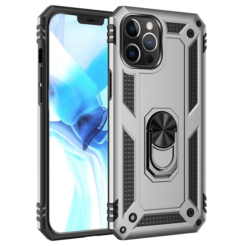  iPhone 12 Pro Max Kılıf Sofya Yüzüklü Silikon Kapak - Gümüş