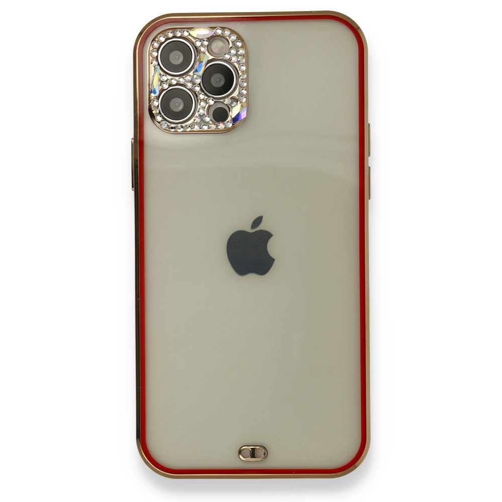 iPhone 12 Pro Max Kılıf Liva Taşlı Silikon - Kırmızı iPhone 12 Pro Max Kılıf Liva Taşlı Silikon - Kırmızı