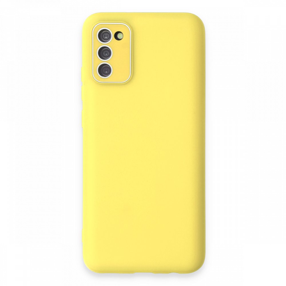  Samsung Galaxy A02S Kılıf Lansman Glass Kapak - Sarı