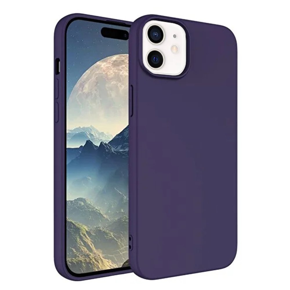  iPhone 12 Kılıf First Silikon - Mürdüm