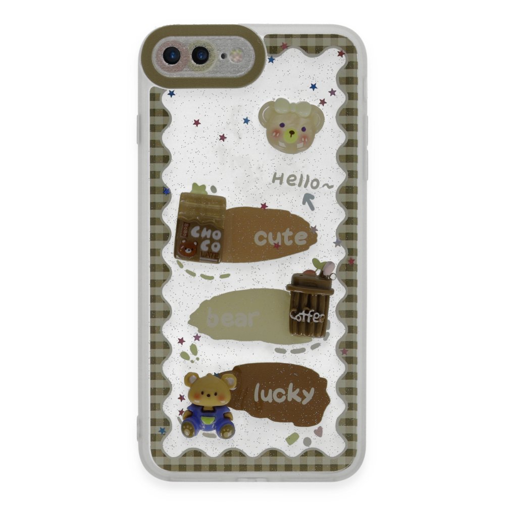  iPhone 8 Plus Kılıf Sweet Desenli Silikon Kapak - Şeffaf