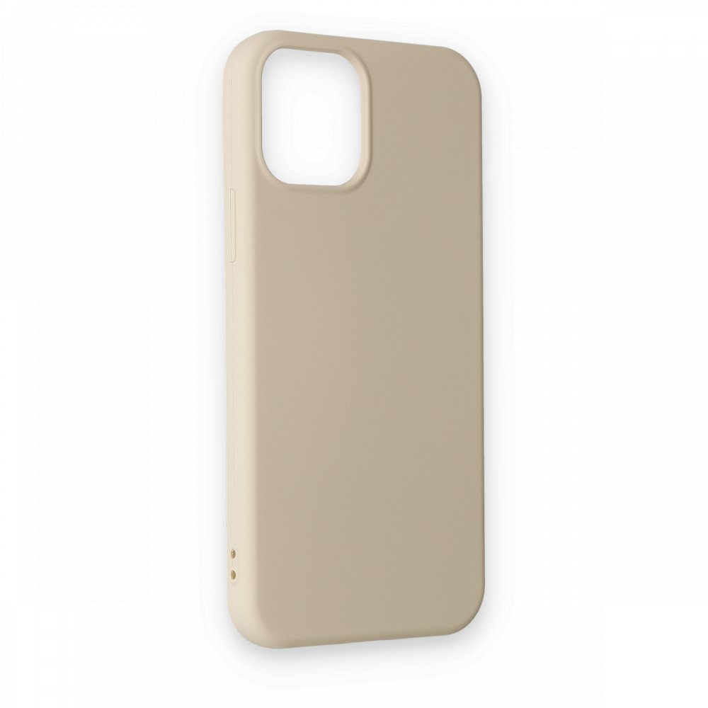 iPhone 12 Kılıf Nano içi Kadife Silikon - Bej iPhone 12 Kılıf Nano içi Kadife Silikon - Bej