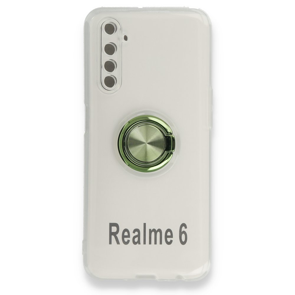 Realme 6 Kılıf Gros Yüzüklü Silikon - Yeşil