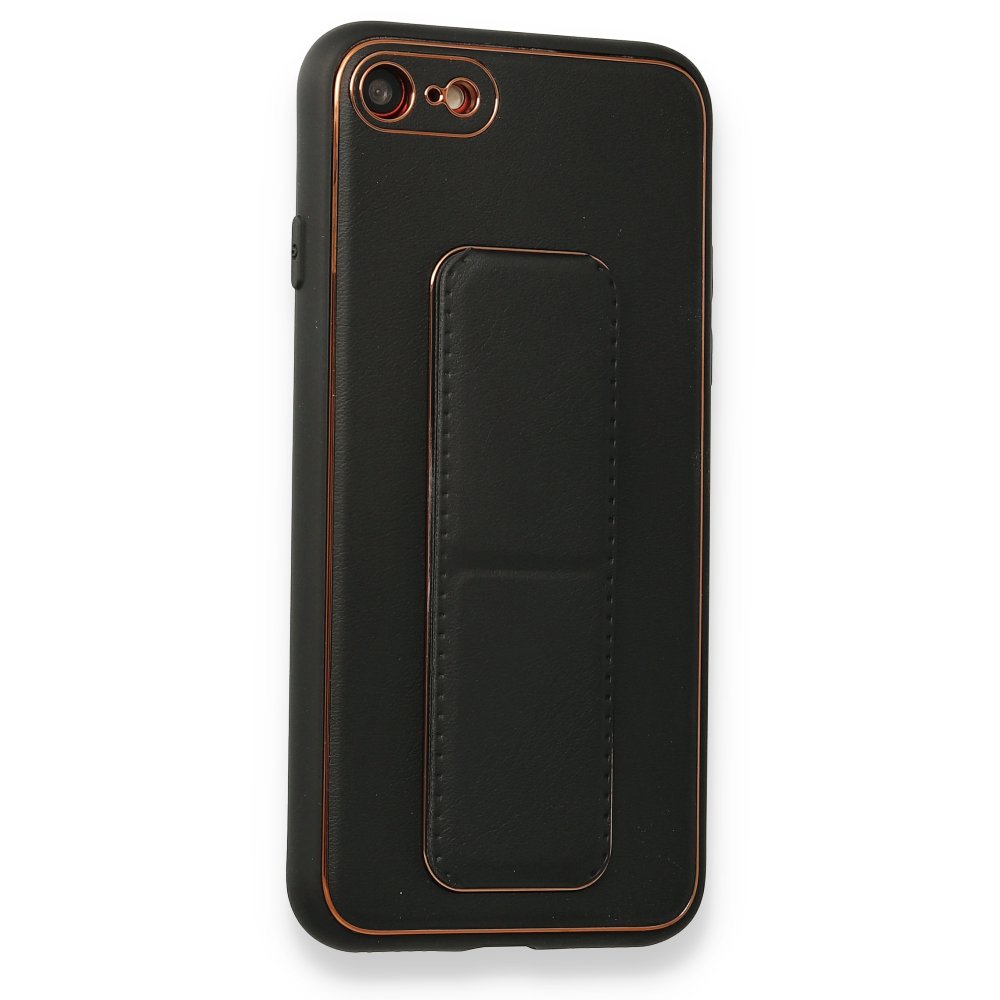  iPhone 7 Kılıf Coco Deri Standlı Kapak - Siyah