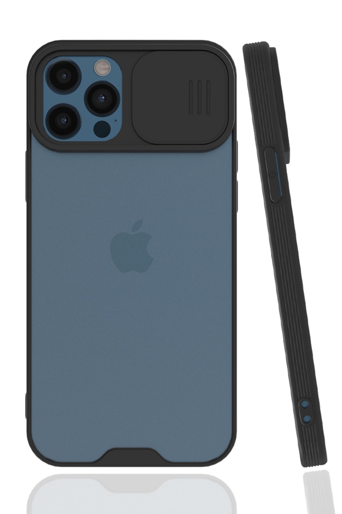  iPhone 12 Pro Max Kılıf Platin Kamera Koruma Silikon - Siyah