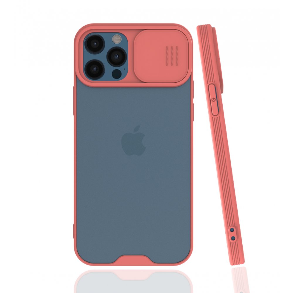  iPhone 12 Pro Kılıf Platin Kamera Koruma Silikon - Pembe