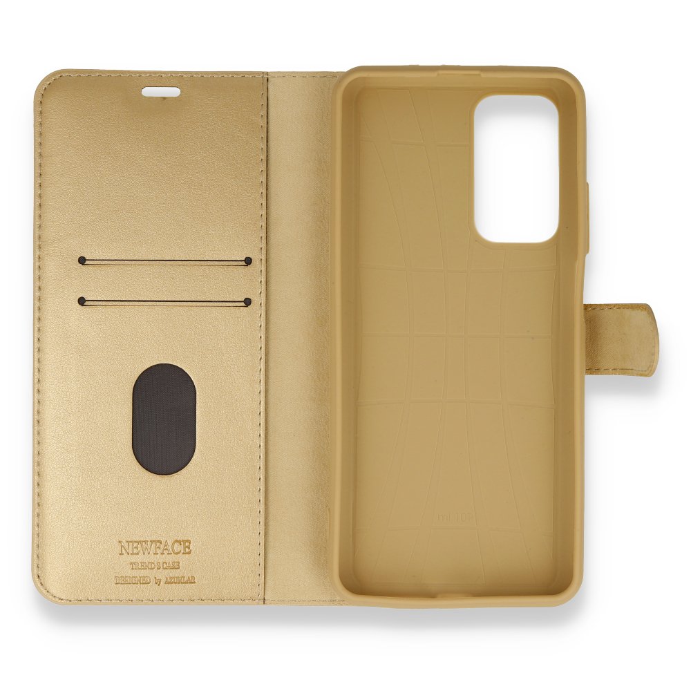  Xiaomi Mi 10T Kılıf Trend S Plus Kapaklı Kılıf - Gold