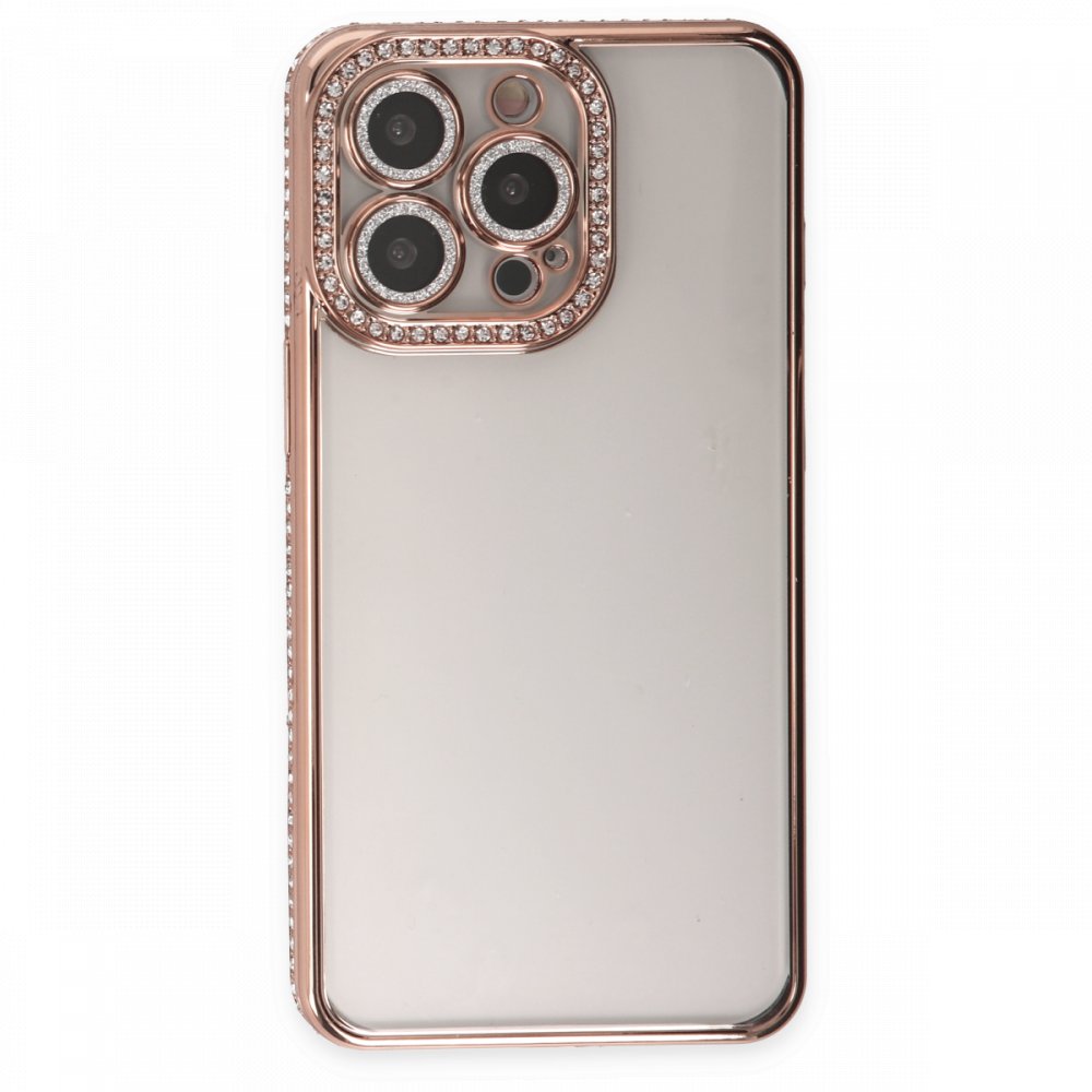 iPhone 13 Pro Kılıf Joke Taşlı Silikon - Pembe iPhone 13 Pro Kılıf Joke Taşlı Silikon - Pembe