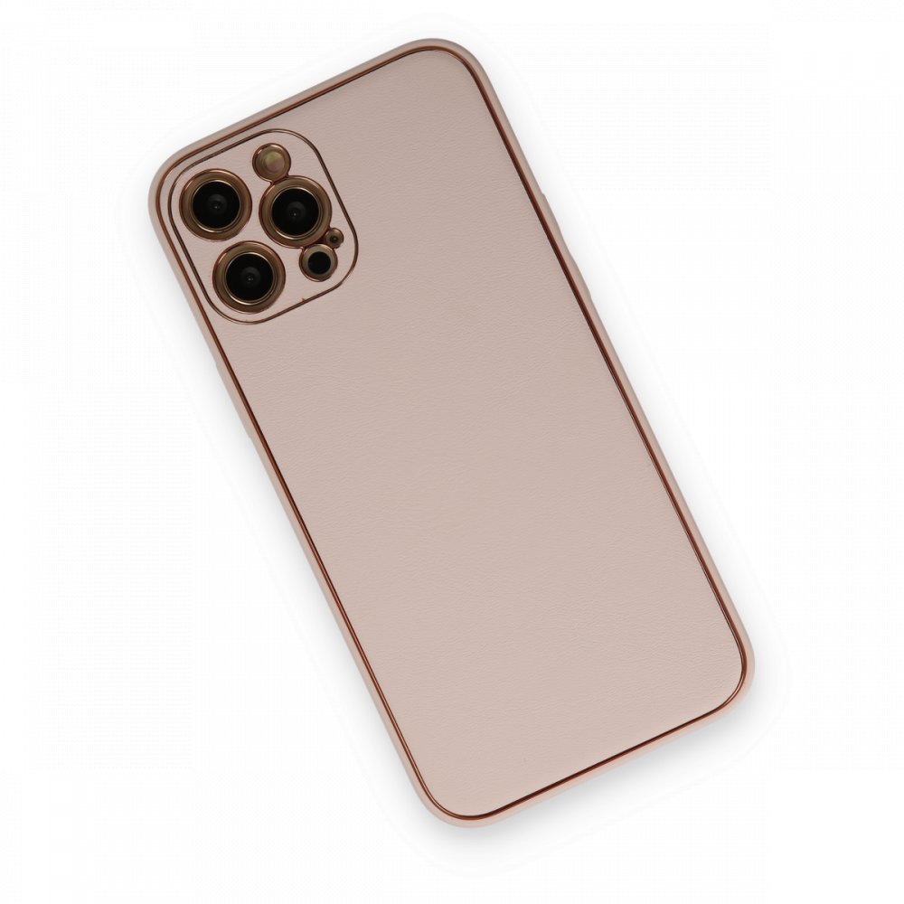  iPhone 12 Pro Kılıf Coco Deri Silikon Kapak - Pudra
