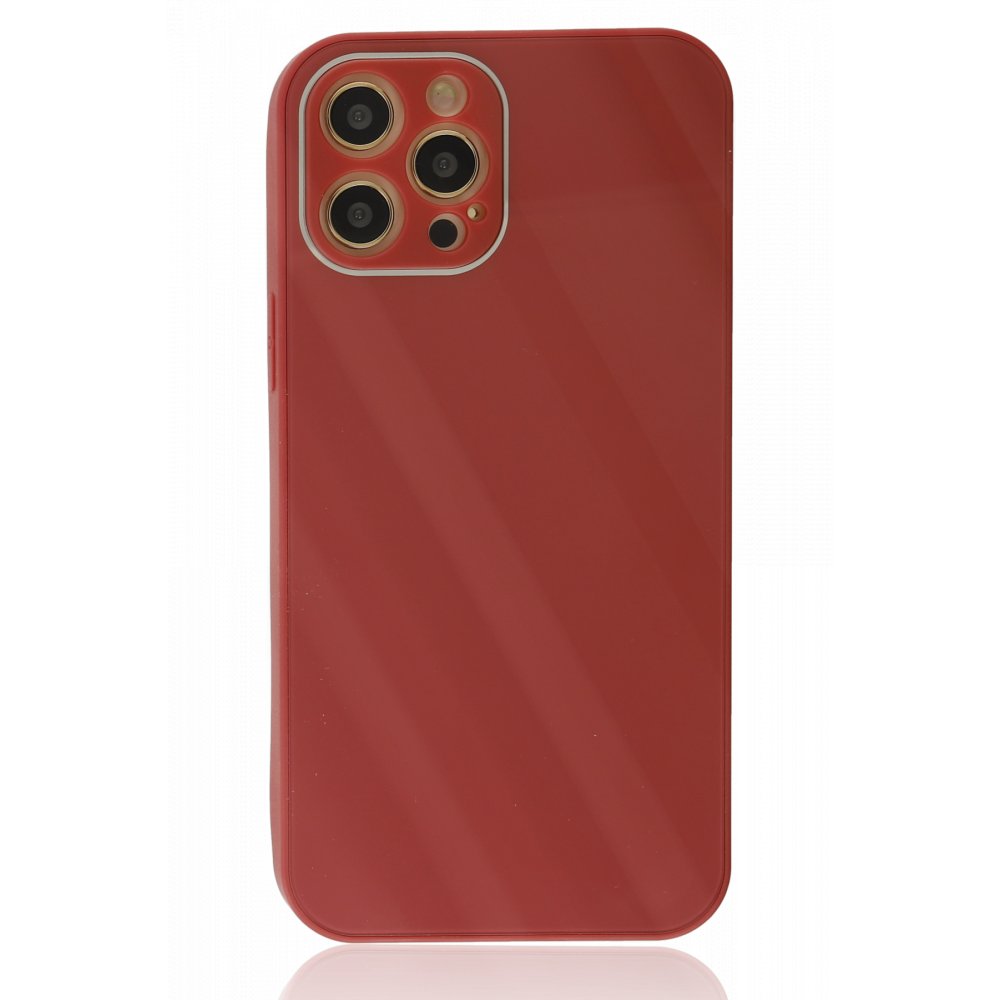  iPhone 12 Pro Max Kılıf Glass Kapak - Bordo