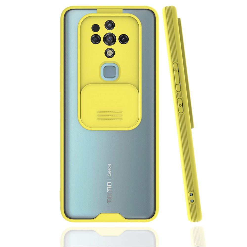 Tecno Camon 16 Kılıf Platin Kamera Koruma Silikon - Sarı  Tecno Camon 16 Kılıf Platin Kamera Koruma Silikon - Sarı