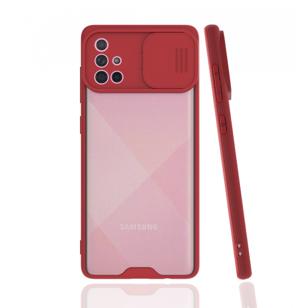  Samsung Galaxy A71 Kılıf Platin Kamera Koruma Silikon - Kırmızı