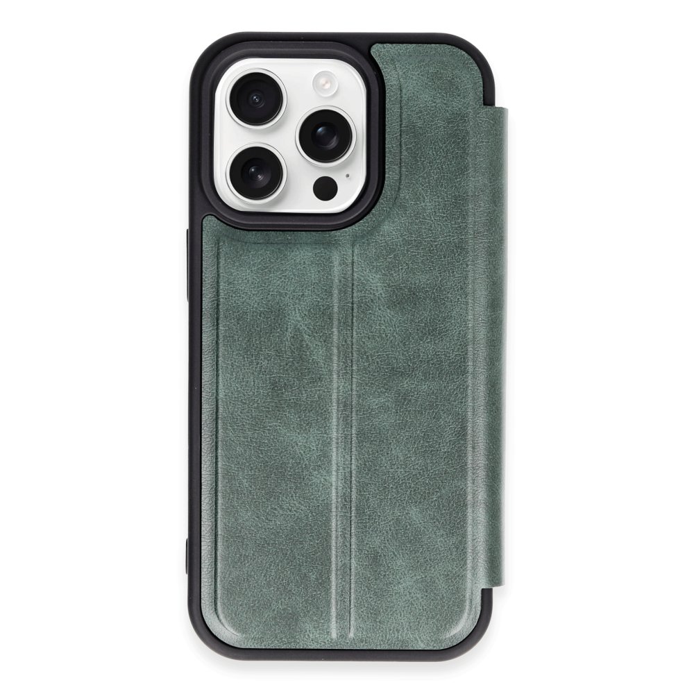 iPhone 14 Pro Kılıf Flip Cover - Koyu Yeşil  iPhone 14 Pro Kılıf Flip Cover - Koyu Yeşil