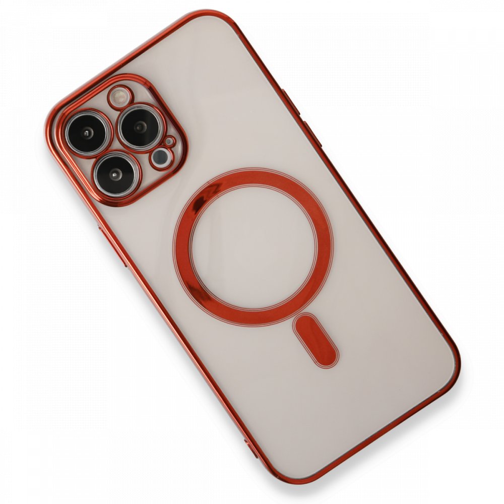  iPhone 13 Pro Max Kılıf Magneticsafe Lazer Silikon - Kırmızı