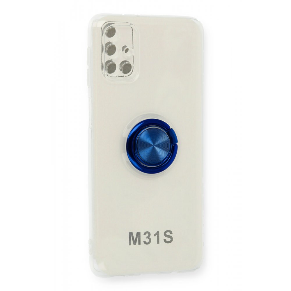  Samsung Galaxy M31S Kılıf Gros Yüzüklü Silikon - Mavi