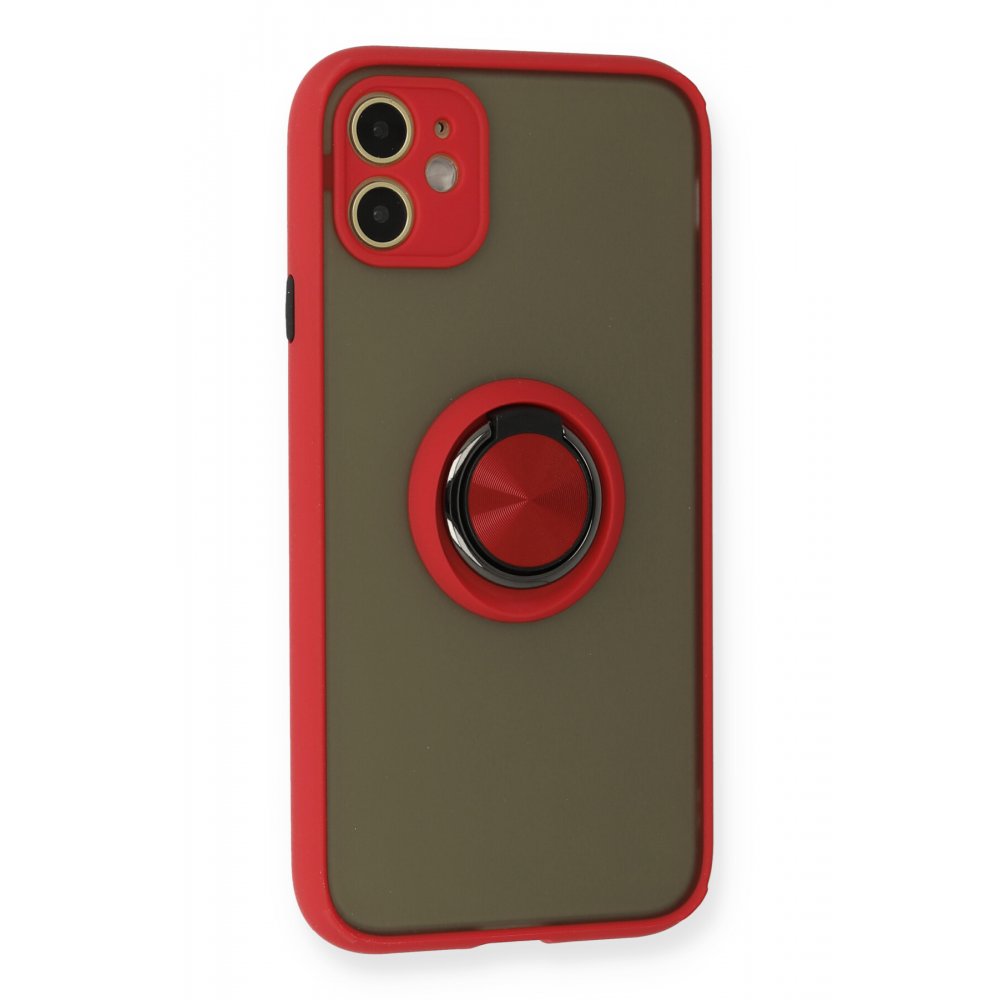 iPhone 11 Kılıf Montreal Yüzüklü Silikon Kapak - Kırmızı iPhone 11 Kılıf Montreal Yüzüklü Silikon Kapak - Kırmızı