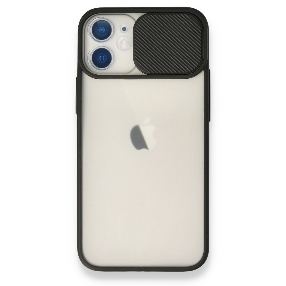  iPhone 12 Mini Kılıf Palm Buzlu Kamera Sürgülü Silikon - Siyah