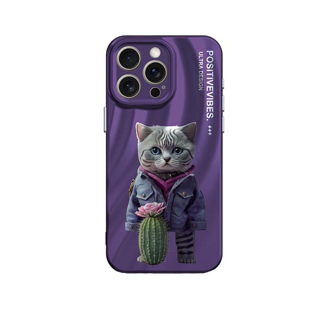 iPhone 14 Pro Kılıf Crew Desenli Kapak - Kedi  iPhone 14 Pro Kılıf Crew Desenli Kapak - Kedi