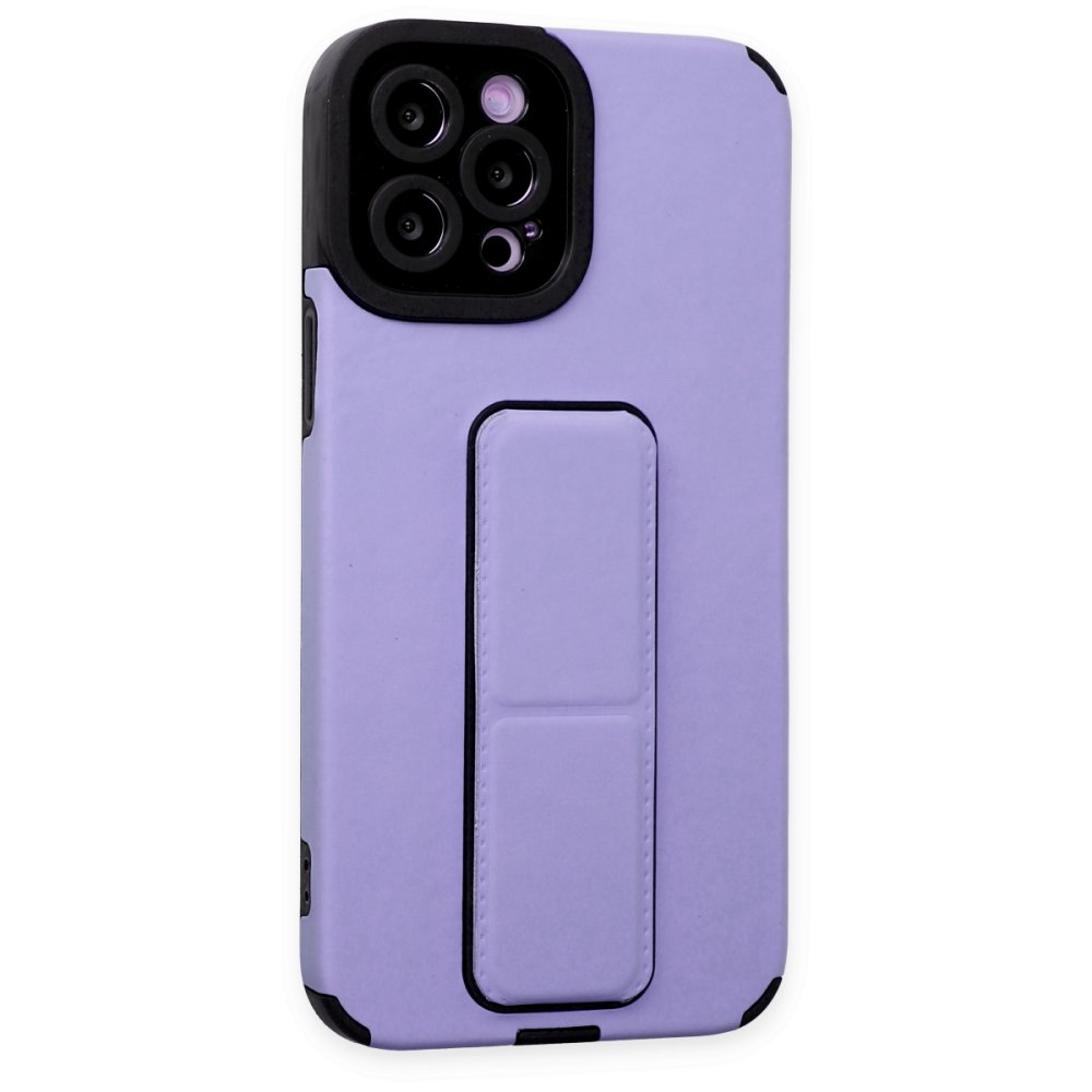  iPhone 12 Pro Max Kılıf Mega Standlı Silikon - Lila