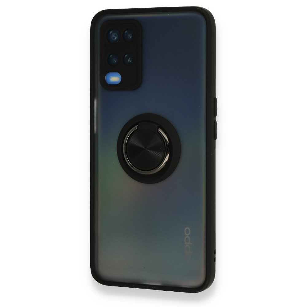 Oppo A54 4G Kılıf Montreal Yüzüklü Silikon Kapak - Siyah Oppo A54 4G Kılıf Montreal Yüzüklü Silikon Kapak - Siyah