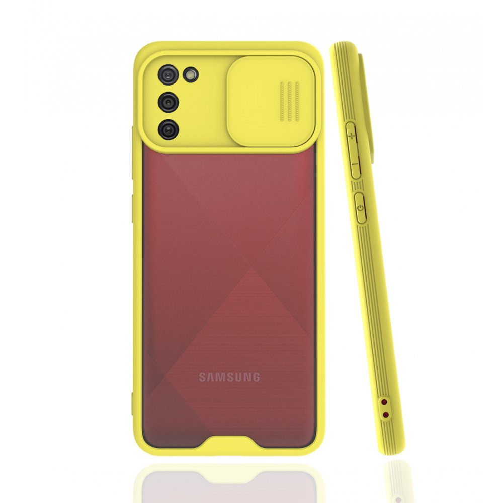  Samsung Galaxy A02S Kılıf Platin Kamera Koruma Silikon - Sarı