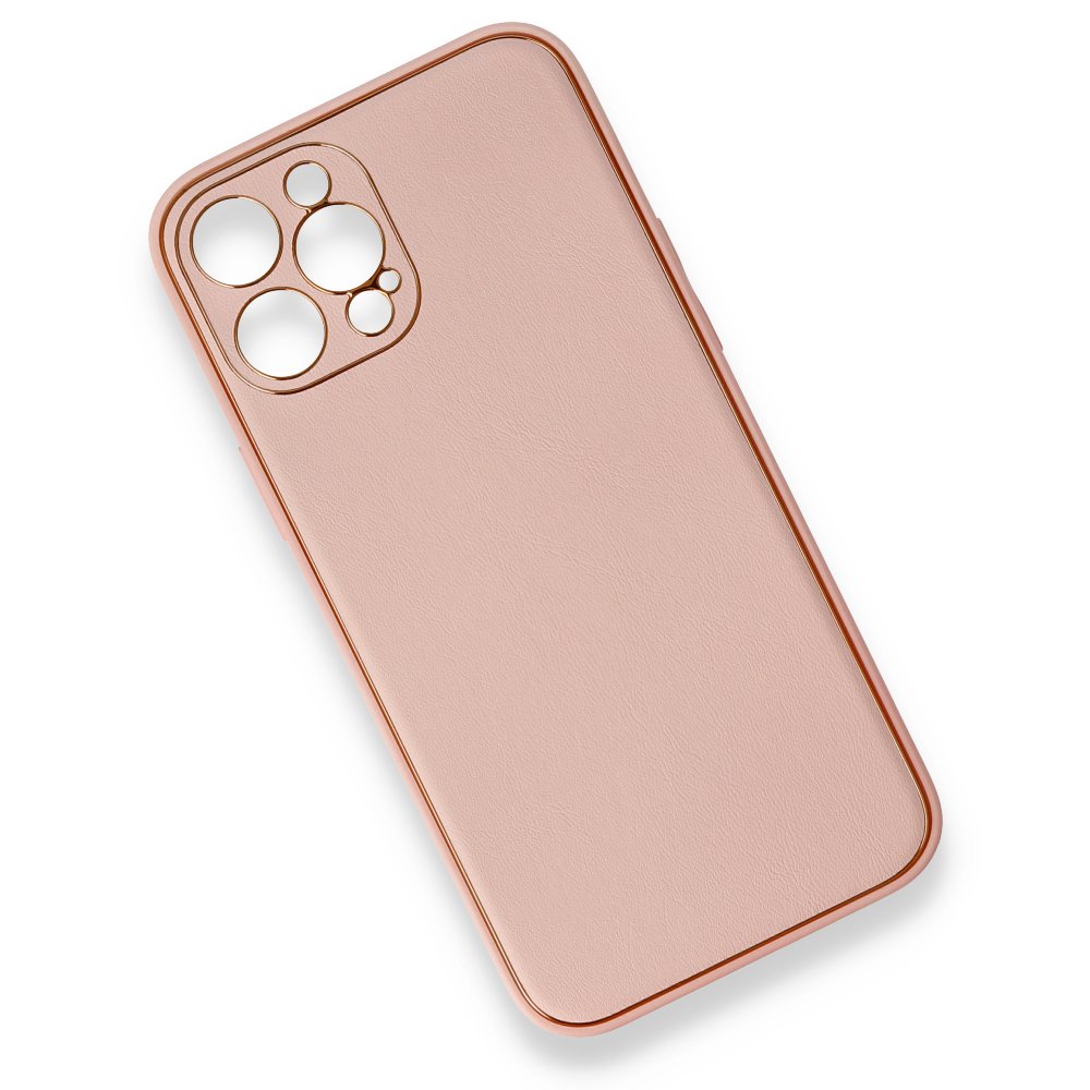 iPhone 12 Pro Max Kılıf Coco Deri Silikon Kapak - Pembe