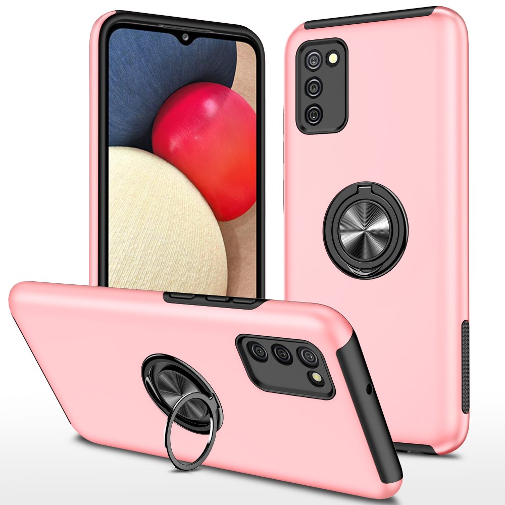  Samsung Galaxy A02S Kılıf Elit Yüzüklü Kapak - Pembe