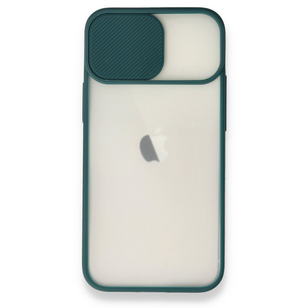  iPhone 11 Kılıf Palm Buzlu Kamera Sürgülü Silikon - Yeşil