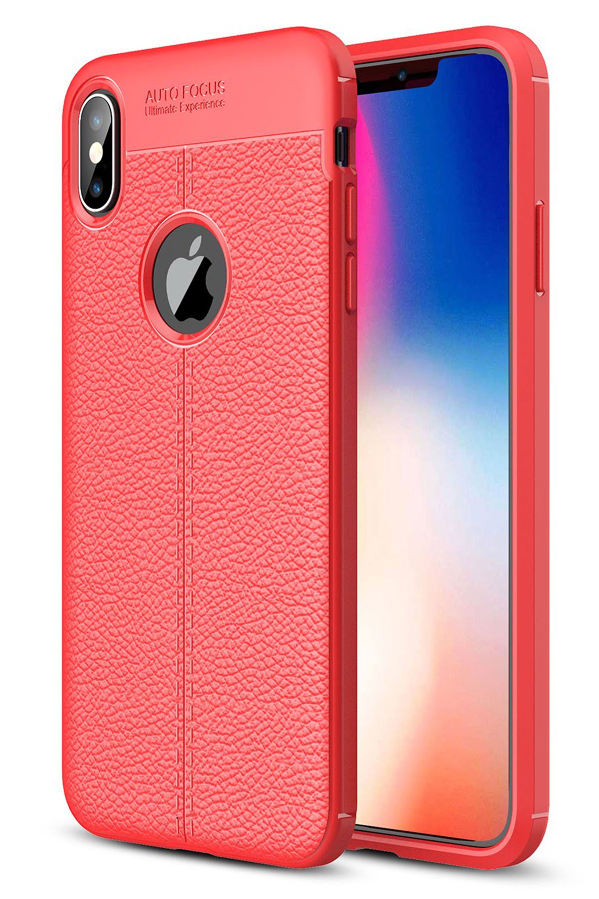 iPhone XS Kılıf Auto Focus Kapak - Kırmızı iPhone XS Kılıf Auto Focus Kapak - Kırmızı