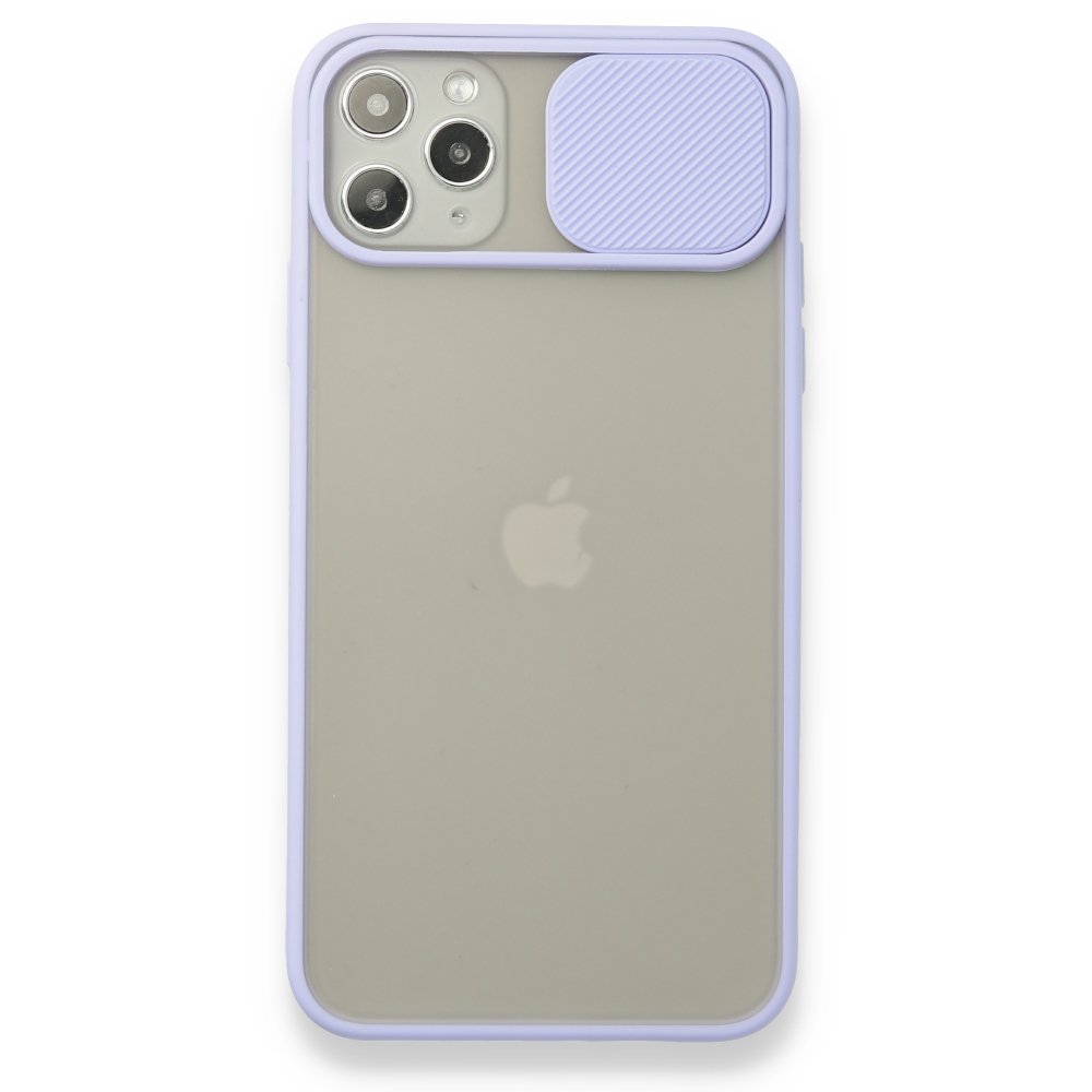  iPhone 11 Pro Max Kılıf Palm Buzlu Kamera Sürgülü Silikon - Lila