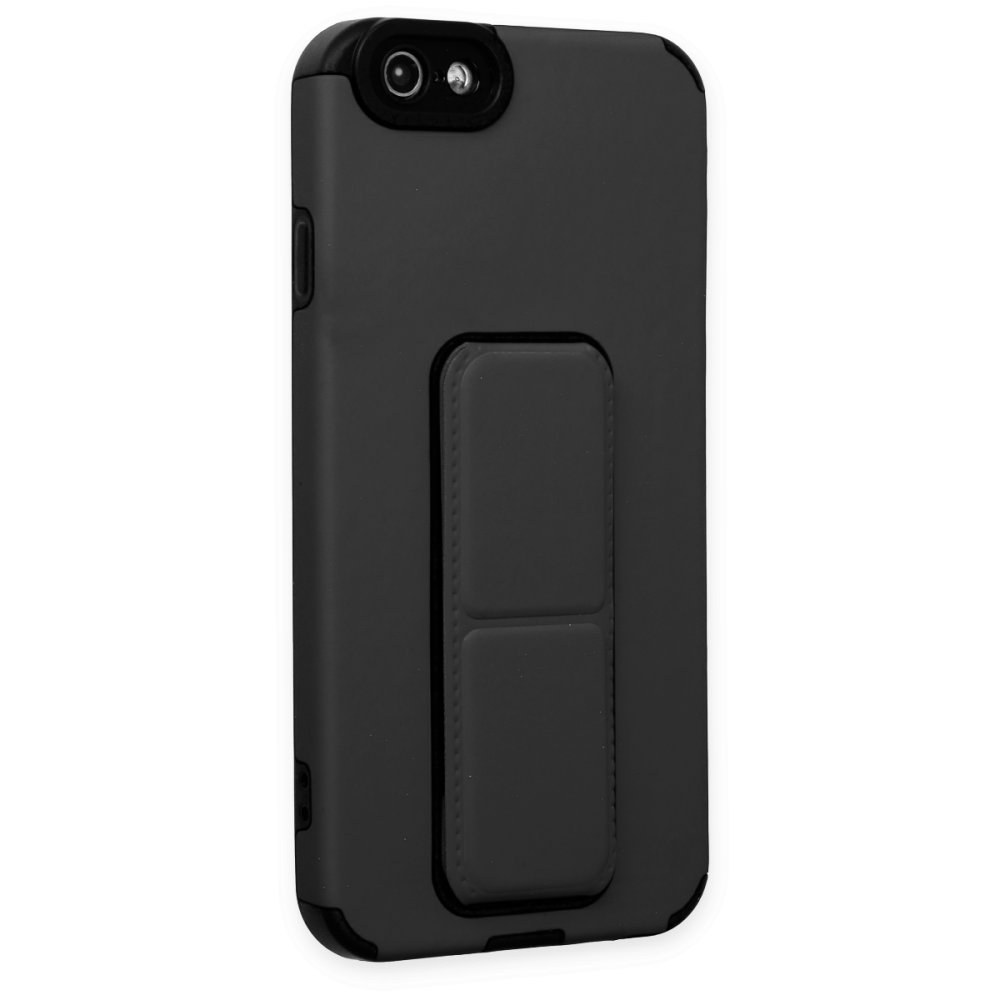 iPhone 6 Kılıf Mega Standlı Silikon - Siyah  iPhone 6 Kılıf Mega Standlı Silikon - Siyah